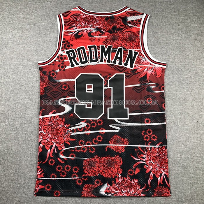Maillot Chicago Bulls Dennis Rodman NO 91 Mitchell & Ness Lunar New Year Rouge